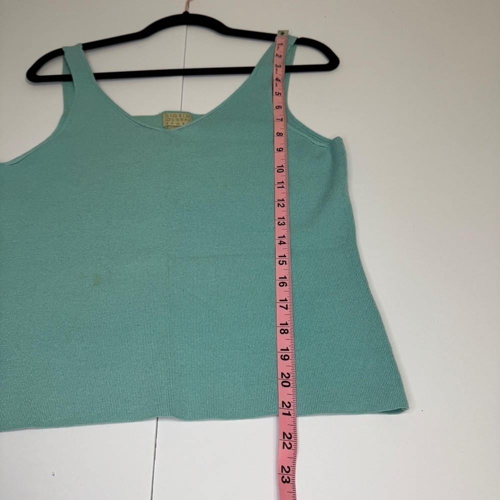 Sigrid Olsen Sport Aqua Blue Knit Top Large Rayon Blend Tank Top minimalist - Picture 9 of 11